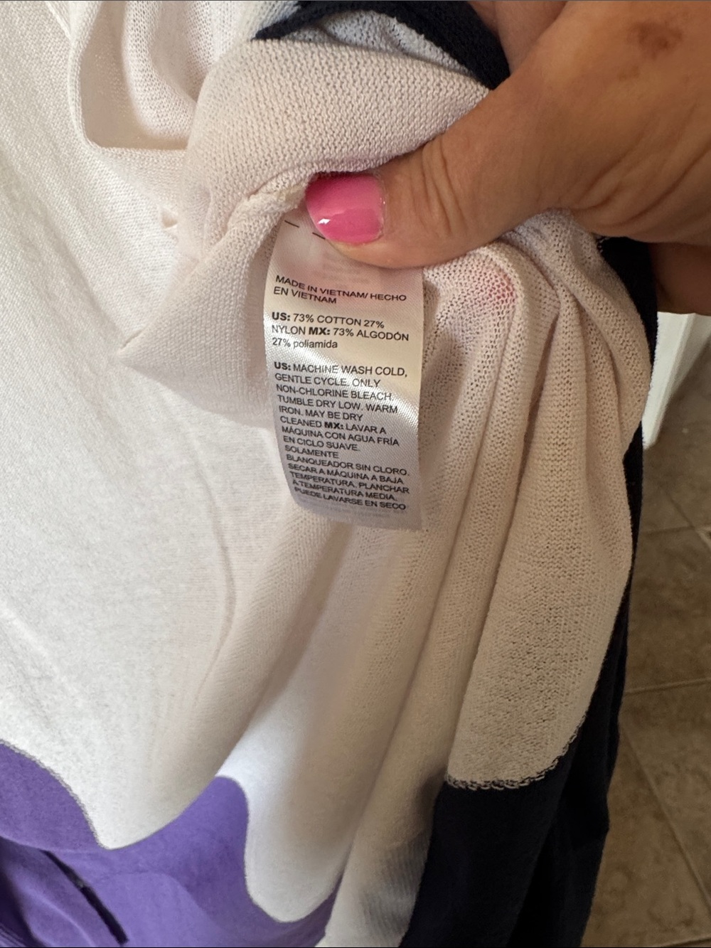 Chico's Open-Front Colorblock Cardigan in Purple, White & Navy - Picture 3 of 4